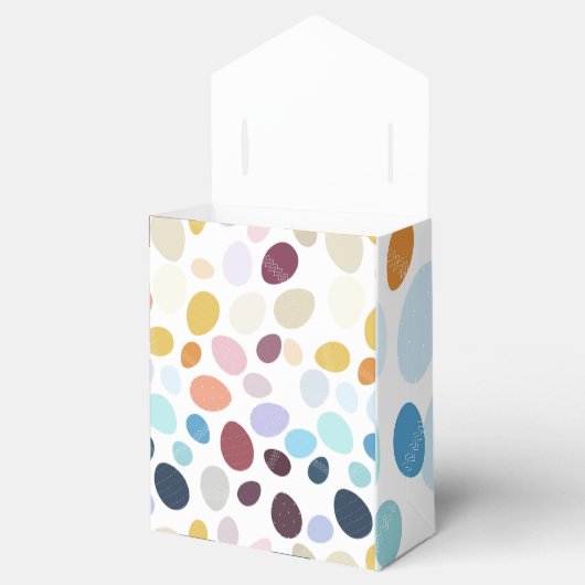 Abbildung mit farbigen Eiern in Gradientenfarbe. Geschenkschachtel (Geöffnet)