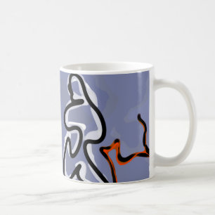 Abbildung mit Feline: abstraktes Blau, Orange, S/W Kaffeetasse
