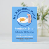 Abbildung niedlicher Speck und Cartoon von Eiern Einladung (Stehend Vorderseite)