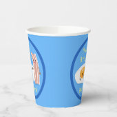 Abbildung niedlicher Speck und Cartoon von Eiern Pappbecher (Links)