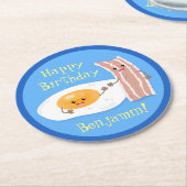 Abbildung niedlicher Speck und Cartoon von Eiern Runder Pappuntersetzer (Angewinkelt)