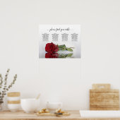 Abbildung Rote Rose 4 Tabelle Hochzeitssitzdiagram Poster (Küche)