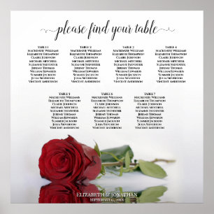 Abbildung Rote Rose 7 Tabelle Hochzeitssitzdiagram Poster