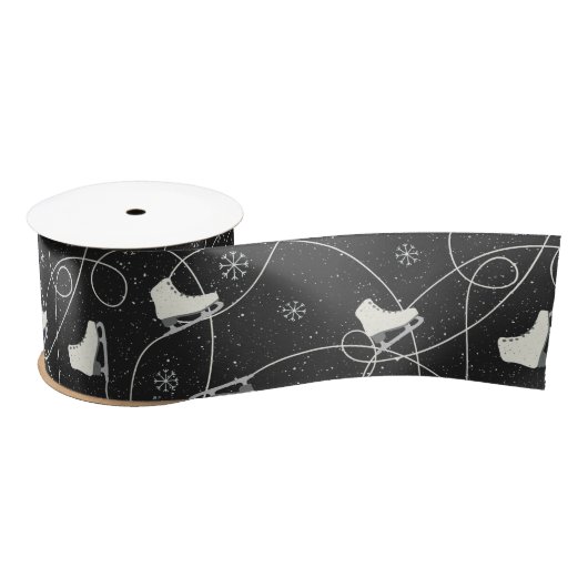 Abbildung Skate Skaten auf fast schwarz Satinband (Spule)