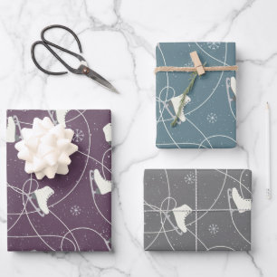 Abbildung Skate Skaten in 3 Farben Geschenkpapier Set