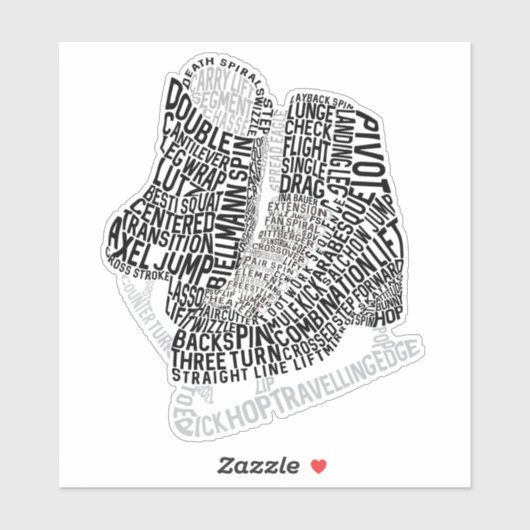 Abbildung Skate Word Art Ice Skaten Aufkleber (Blatt)