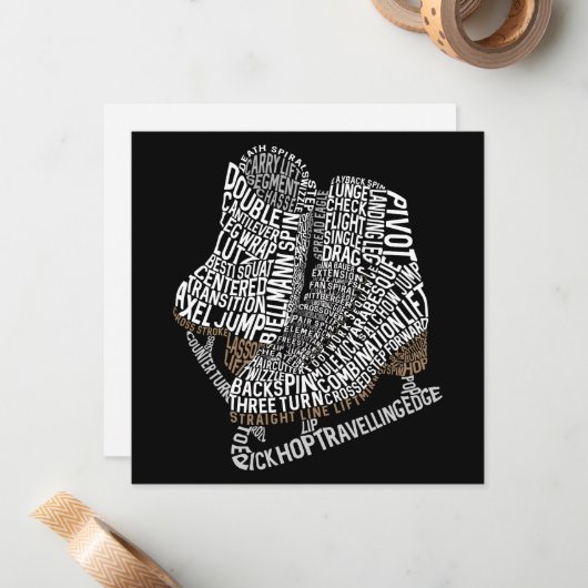 Abbildung Skate Word Art Ice Skaten Mitteilungskarte (Vorderseite/Rückseite Beispiel)