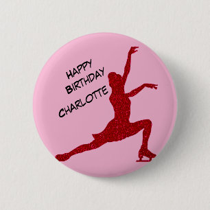 Abbildung Skaten Geburtstag Rosa / Rotes Papier Button