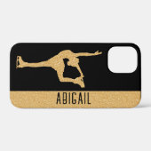 "Abbildung Skaten" Gold Glitzer individuelle Name Case-Mate iPhone Hülle (Rückseite (Horizontal))