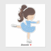 Abbildung Skaten, Ice-Skaten-Girl, braune Haare Aufkleber (Blatt)