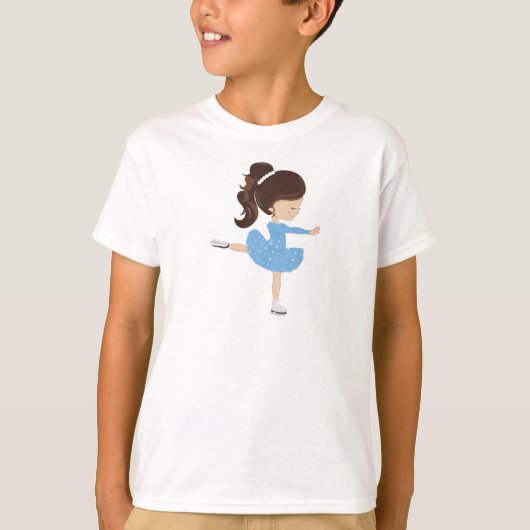 Abbildung Skaten, Ice-Skaten-Girl, braune Haare T-Shirt (Vorderseite)