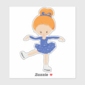 Abbildung Skaten, Ice-Skaten-Girl, Orangefarben Aufkleber (Blatt)