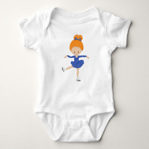 Abbildung Skaten, Ice-Skaten-Girl, Orangefarben Baby Strampler