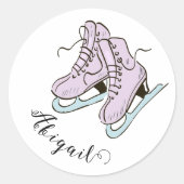 Abbildung Skaten Ice Skaten Skate individuelle Nam Runder Aufkleber (Vorderseite)