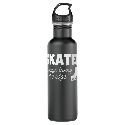 Abbildung Skaten Leben am Edge Funny Ice Skater Edelstahlflasche (Vorderseite)