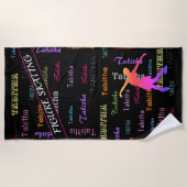 Abbildung Skaten mit Personalisiertem Namen Strandtuch (Vorderseite)