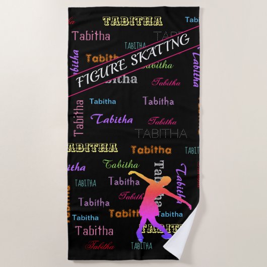 Abbildung Skaten mit Personalisiertem Namen Strandtuch (Vorderseite)