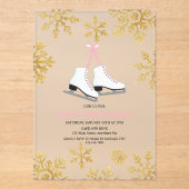 Abbildung Skaten Pink Gold Snowflake Geburtstag Acryleinladungen (Vorderseite)