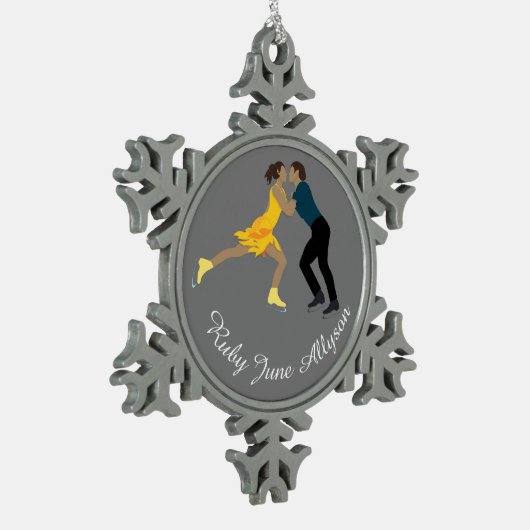 Abbildung Skaten Schneeflocken Zinn-Ornament (Links)