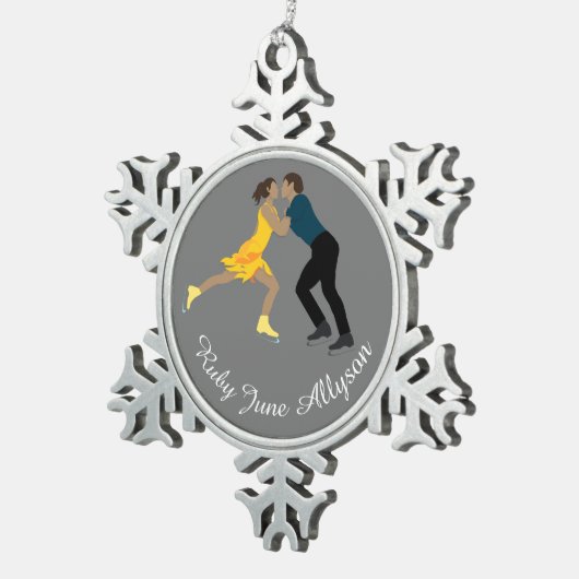 Abbildung Skaten Schneeflocken Zinn-Ornament (Rechts)