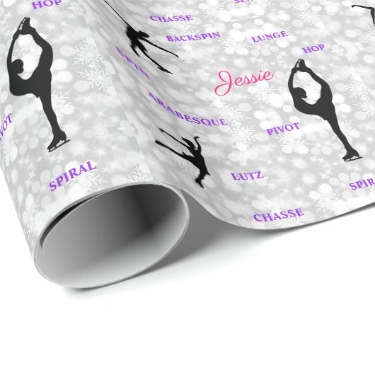 Abbildung Skaten Typografy Wrapping Paper mit Name Geschenkpapier (Rolleneckpunkt)