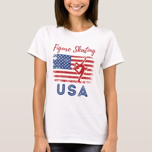 Abbildung Skaten USA American Flag Ice Skater T-Shirt (Vorderseite)