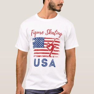 Abbildung Skaten USA American Flag Ice Skater T-Shirt