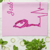 Abbildung Skater Handtuchhalterung mit rosa Schwen Geschirrtuch (Gefaltet)