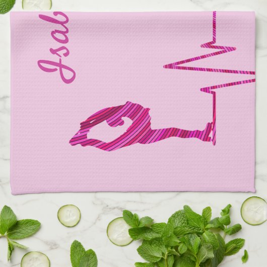 Abbildung Skater Handtuchhalterung mit rosa Schwen Geschirrtuch (Gefaltet)
