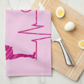 Abbildung Skater Handtuchhalterung mit rosa Schwen Geschirrtuch (Viertel Falte)
