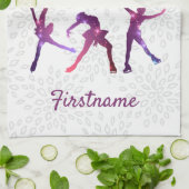 Abbildung Skater Rosa Lila Stern - Eishandtuch Geschirrtuch (Gefaltet)