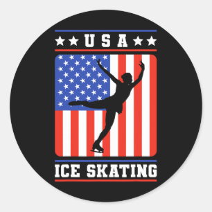 Abbildung Skater Usa Ice Skaten Runder Aufkleber