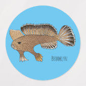 Abbildung von Handfish Cartoon Etiketten (Design 1)