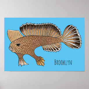 Abbildung von Handfish Cartoon Poster