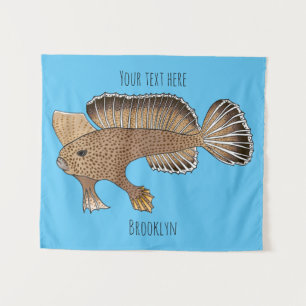 Abbildung von Handfish Cartoon Wandteppich