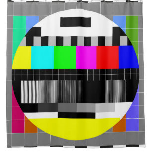 Abbildung von TV ohne Signal zurück im Retro-Stil. Duschvorhang