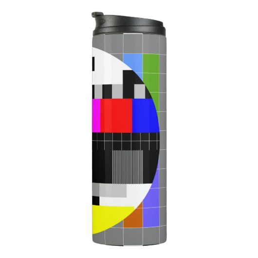 Abbildung von TV ohne Signal zurück im Retro-Stil. Thermosbecher (Nach rechts gedreht)