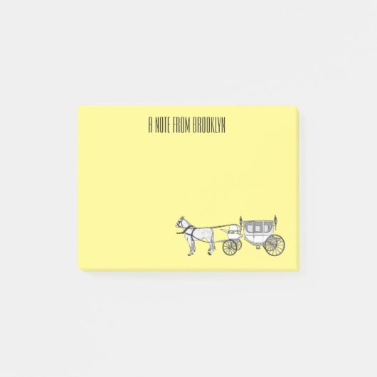 Abbildung zum Hochzeitspferd & Kutsche Cartoon Post-it Klebezettel (Vorderseite)