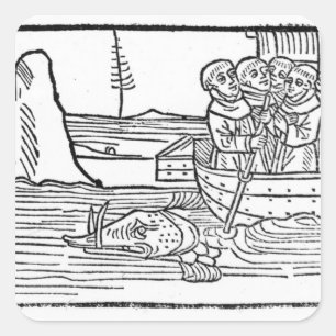 Abbildungen von "Die Reise von St. Brendan" Quadratischer Aufkleber