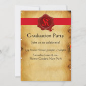 ABBILDUNGSPARCHMENT, Monogramm des Siegels Red Wax Einladung (Rückseite)