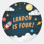 Abblasen | PERSONALISIERTER KINDERGEBURTSTAG Runder Aufkleber (Vorderseite)