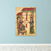 Abbot John bietet Manuskript Benedict an Leinwanddruck (Insitu (Holzboden))