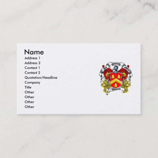Abbott Familienwappen Visitenkarte (Vorderseite)
