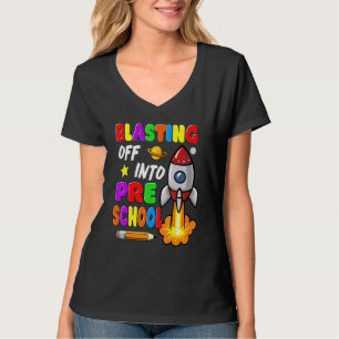 Abbrechen in die Vorschule zurück in die Schulkind T-Shirt