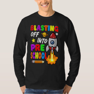 Abbrechen in die Vorschule zurück in die Schulkind T-Shirt