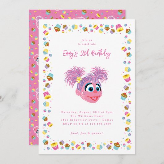 Abby Cadabby Cupcakes & Confetti Birthday Einladung (Vorne/Hinten)