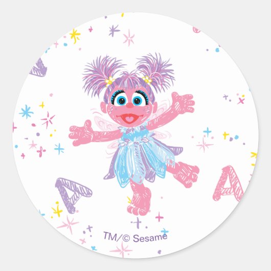 Abby Cadabby Glitzer-Muster Runder Aufkleber (Vorderseite)