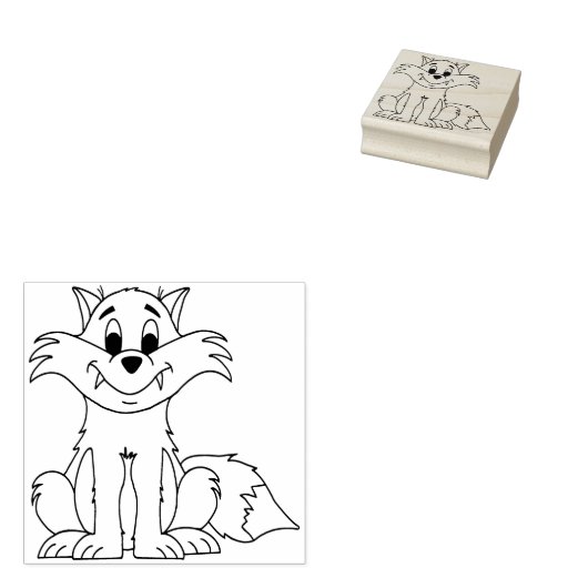 Abby (Fox oder Hund) Holz angebrachte Gummistempel (Stempel)