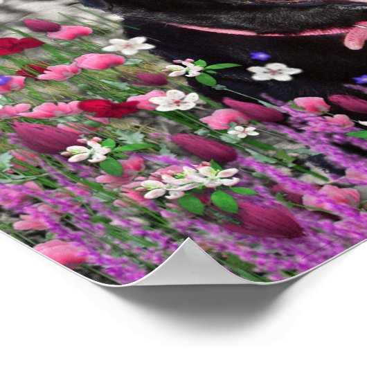 Abby in Blume - Black Lab Dog Poster (Ecke)