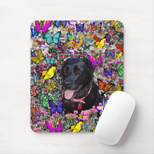 Abby in den Schmetterlingen - schwarzer Mousepad (Mit Mouse)